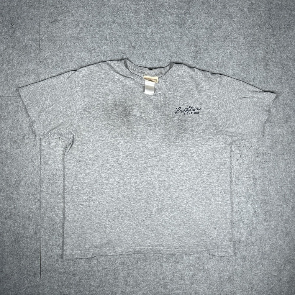 Vintage Levi Strauss Signature T-Shirt Mens Large Grey Heather Y2K Script Logo
